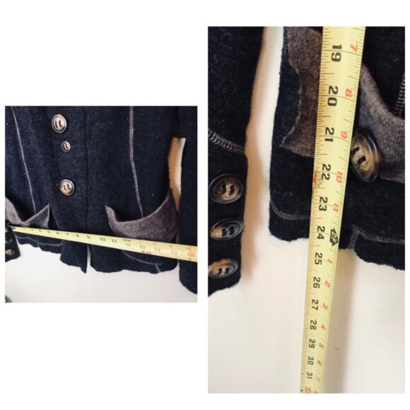 Anthro Casch Gro Wool Cardigan Boho Sweater Knit Wool Buttons High Collar Top M - Picture 16 of 16